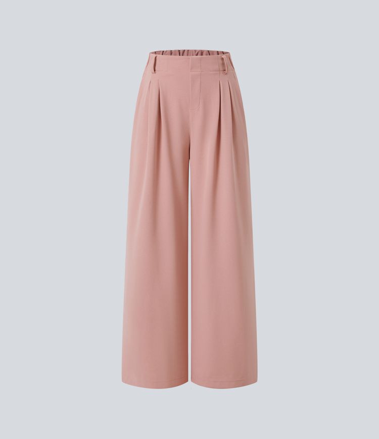 Xynae Flex™ High Waisted Side Pocket Wide Leg Waffle Work Pants