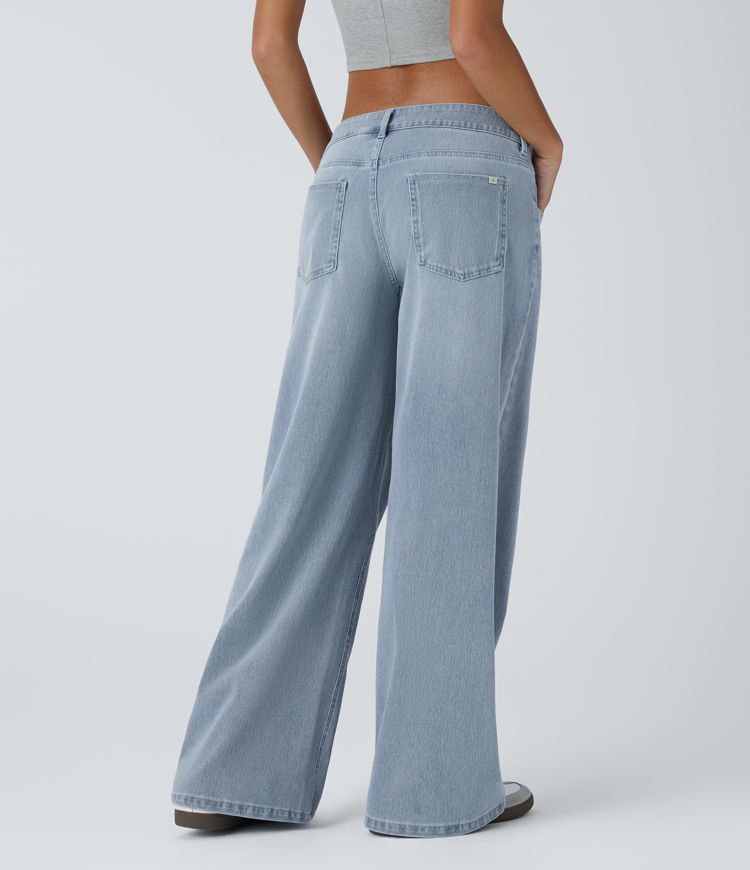 Xynae Flex™ Asymmetric Low Rise Baggy Wide-Leg Jeans