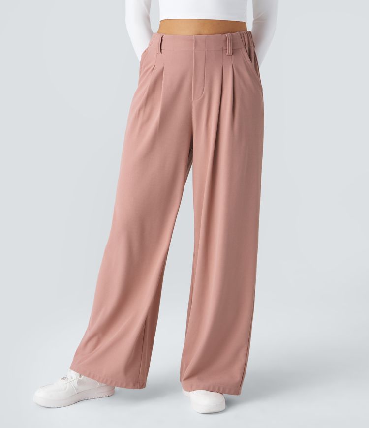 Xynae Flex™ High Waisted Side Pocket Wide Leg Waffle Work Pants