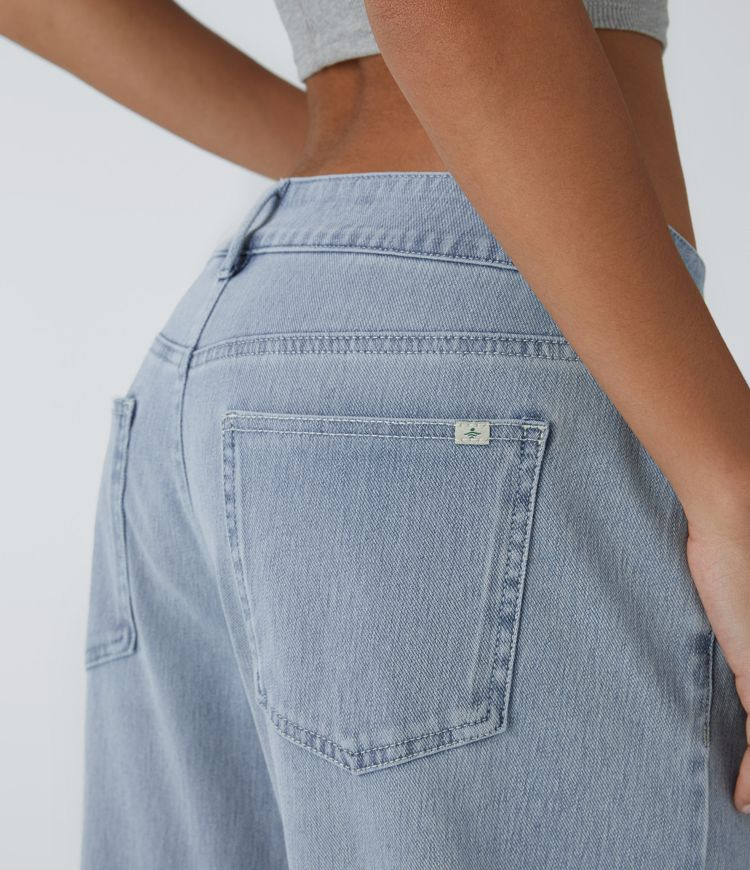 Xynae Flex™ Asymmetric Low Rise Baggy Wide-Leg Jeans