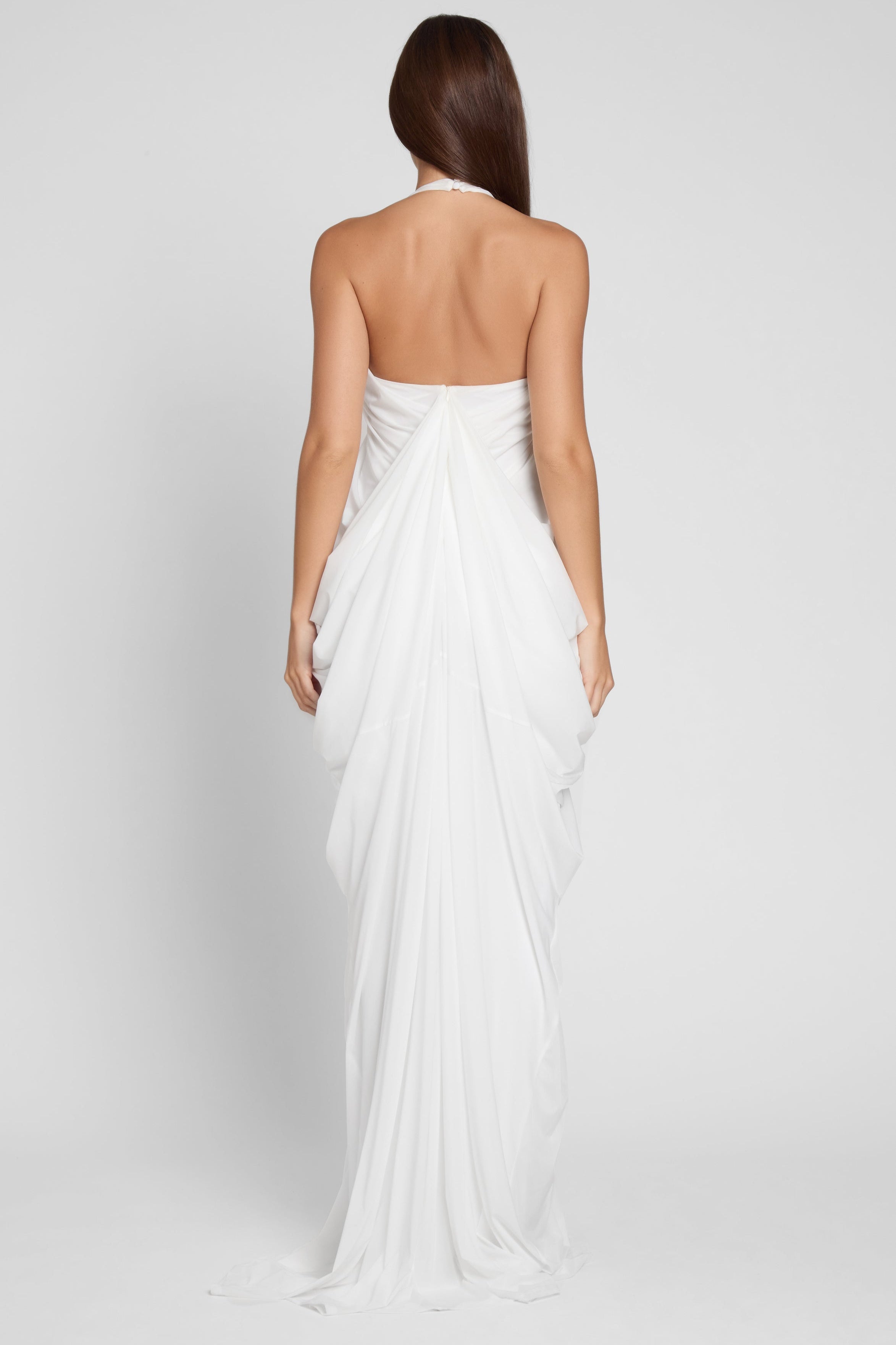 Cascade Drape Gown - White