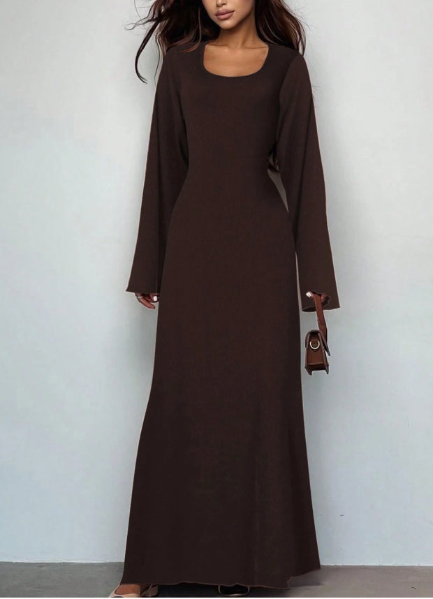 Xynae Elegant Flare Sleeve Maxi Dress