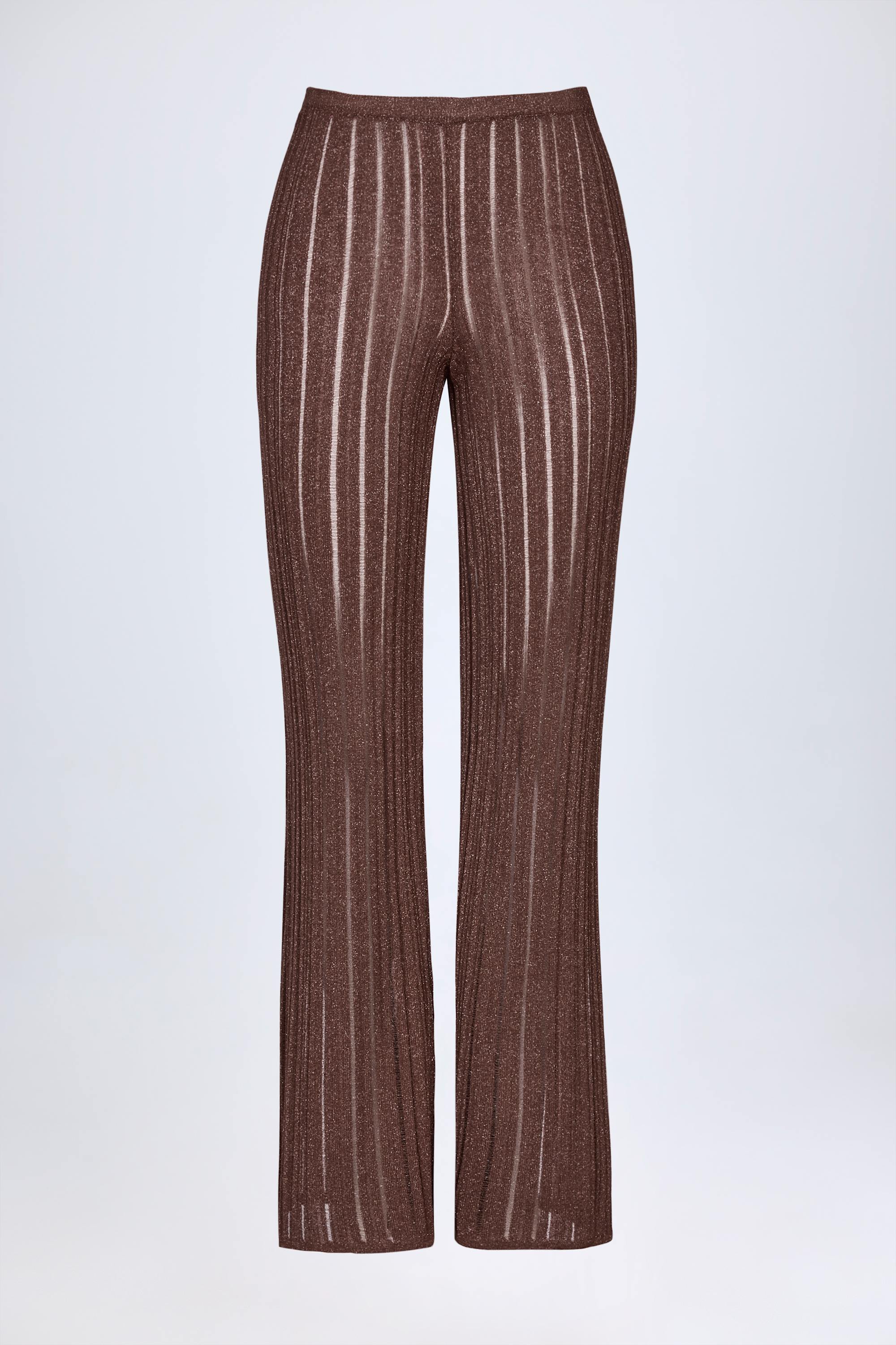 Xynae Mid-Rise Flared Trousers in Bronze