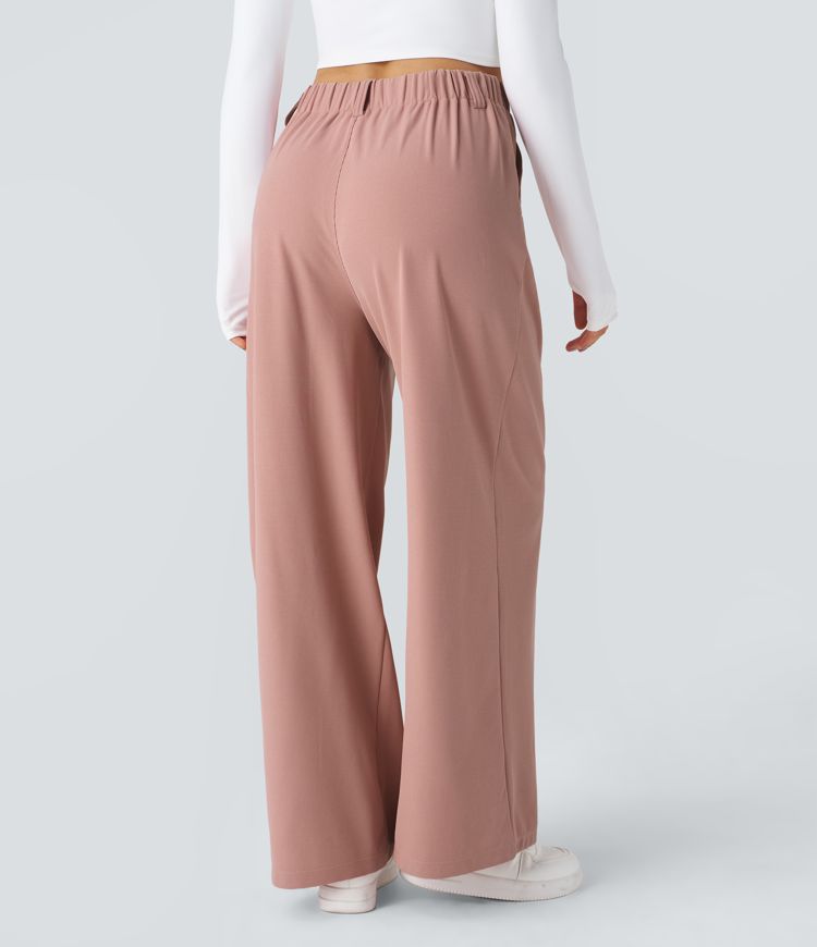 Xynae Flex™ High Waisted Side Pocket Wide Leg Waffle Work Pants