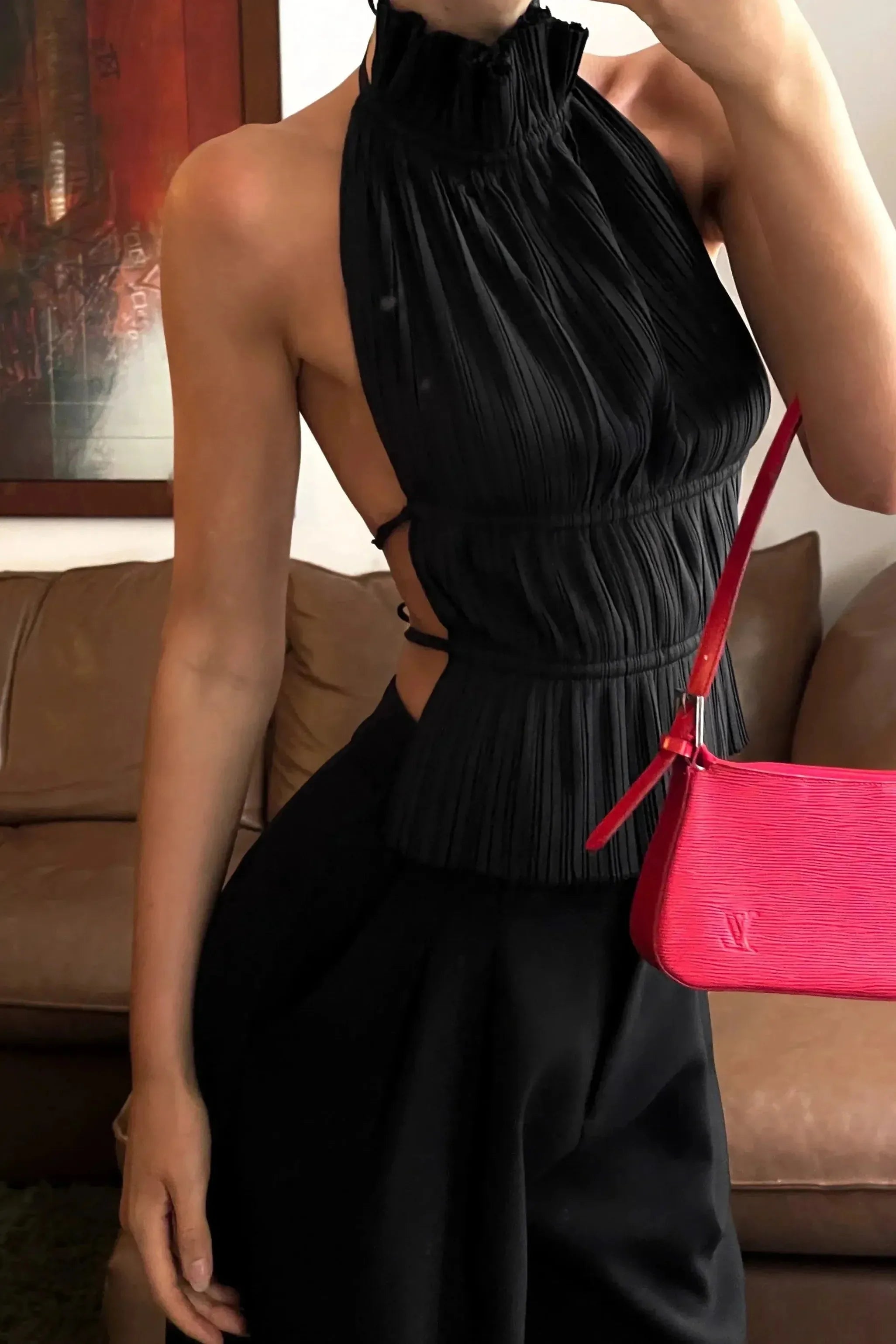 Xynae - Backless Pleated Top