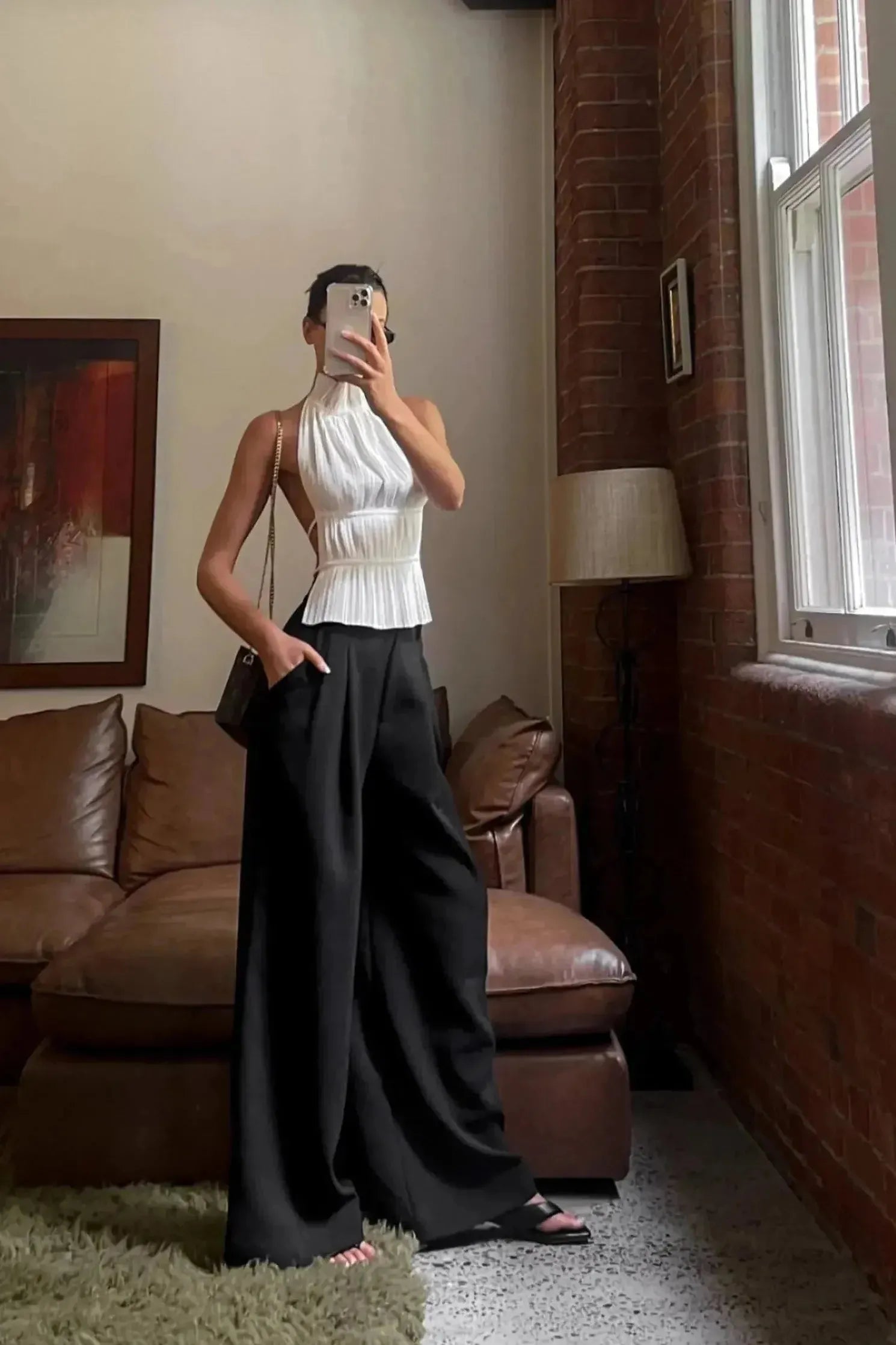 Xynae - Backless Pleated Top