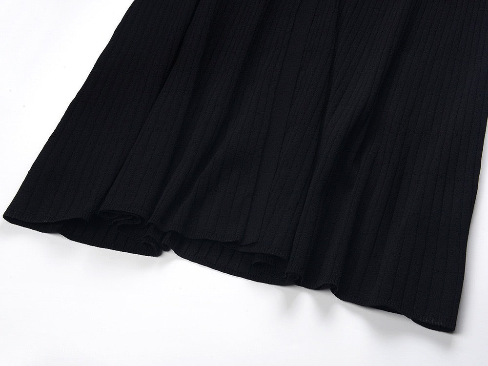 Xynae Collared Midi Dress in Knit- Black