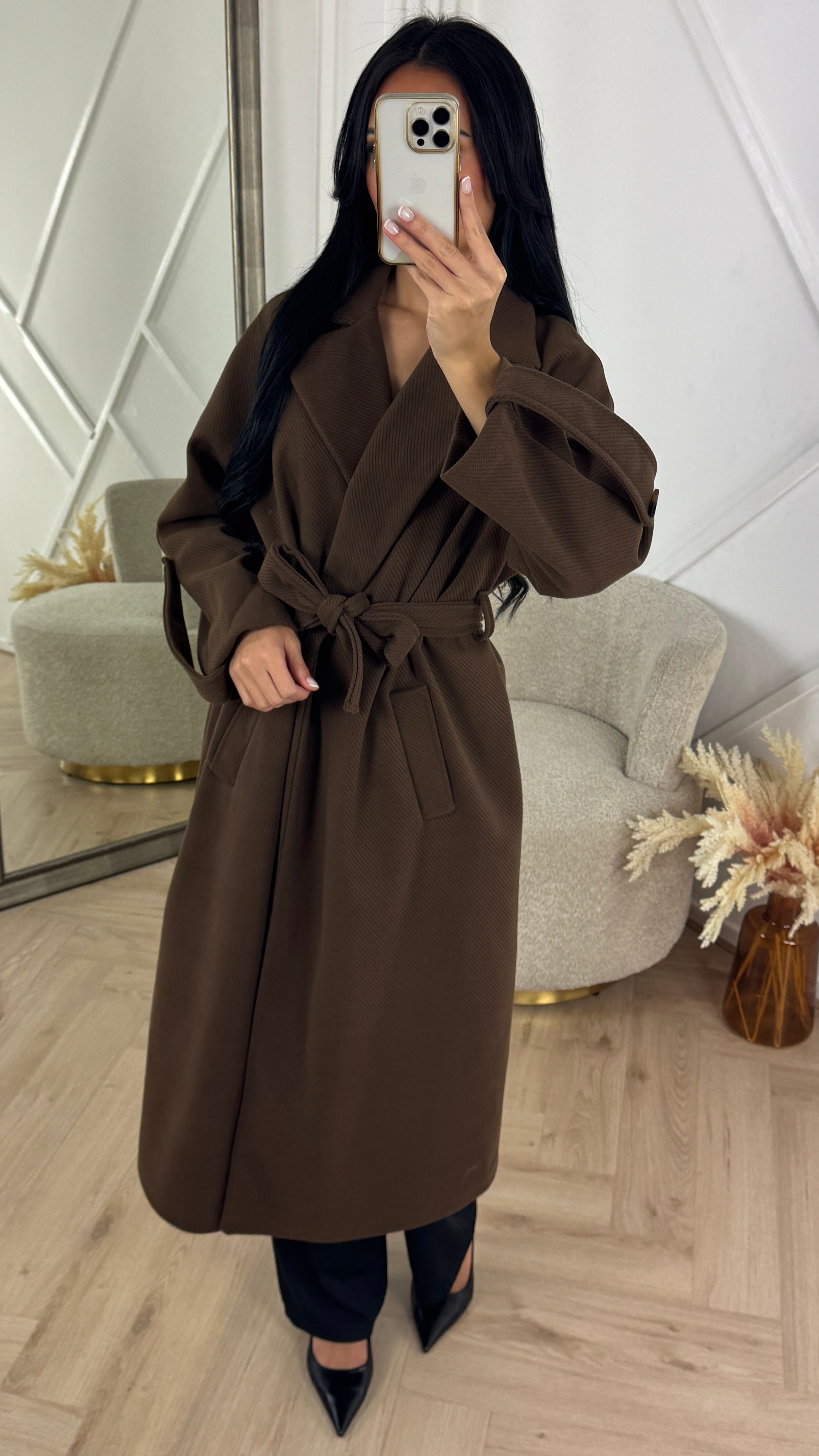 Xynae Luxe Ribbed Trench Coat