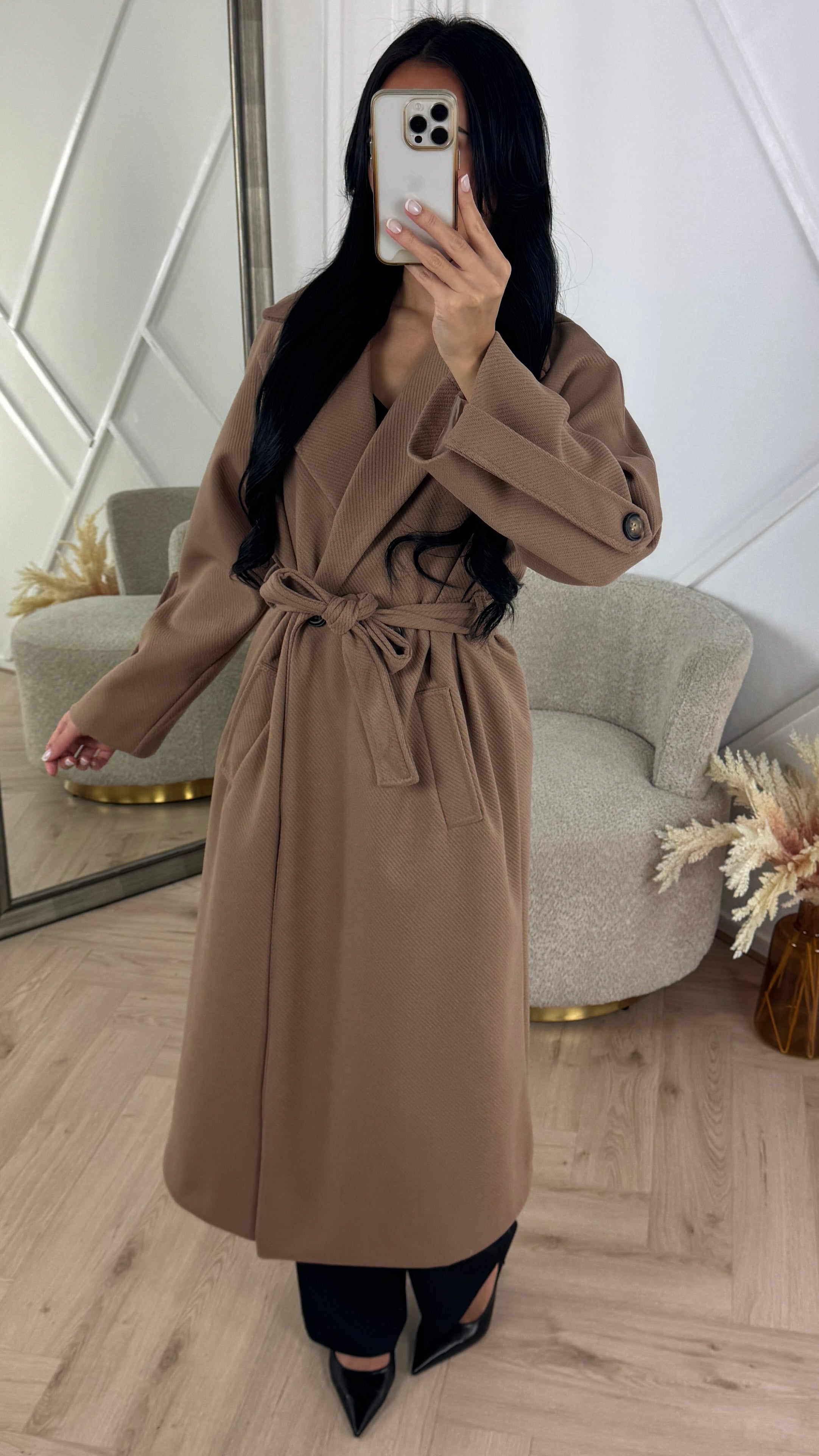 Xynae Luxe Ribbed Trench Coat