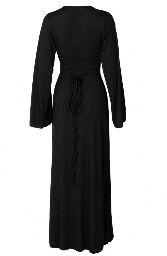 Xynae Elegant Flare Sleeve Maxi Dress