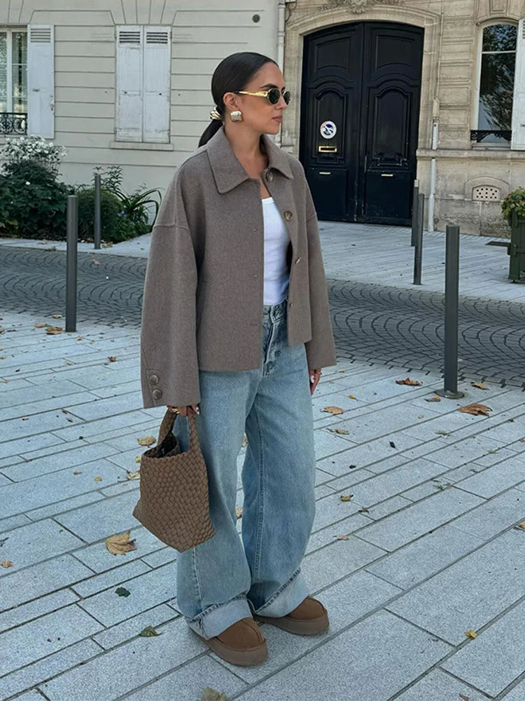 Xynae | Oversized Women’s Wool-Blend Coat – Classic & Warm