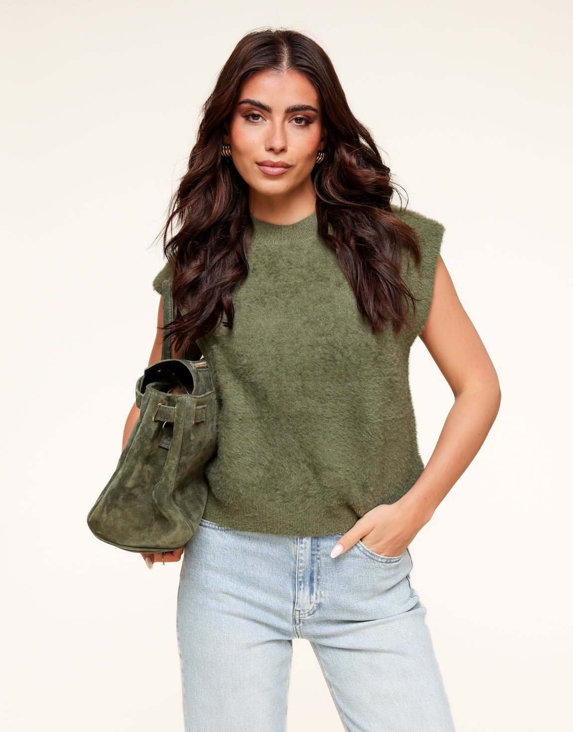 Army Groene Fluffy Spencer - Top