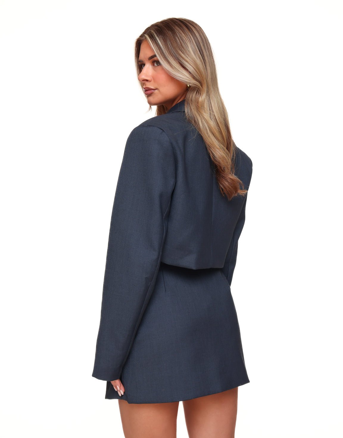 Dark Blue Skort with Diagonal Buttons