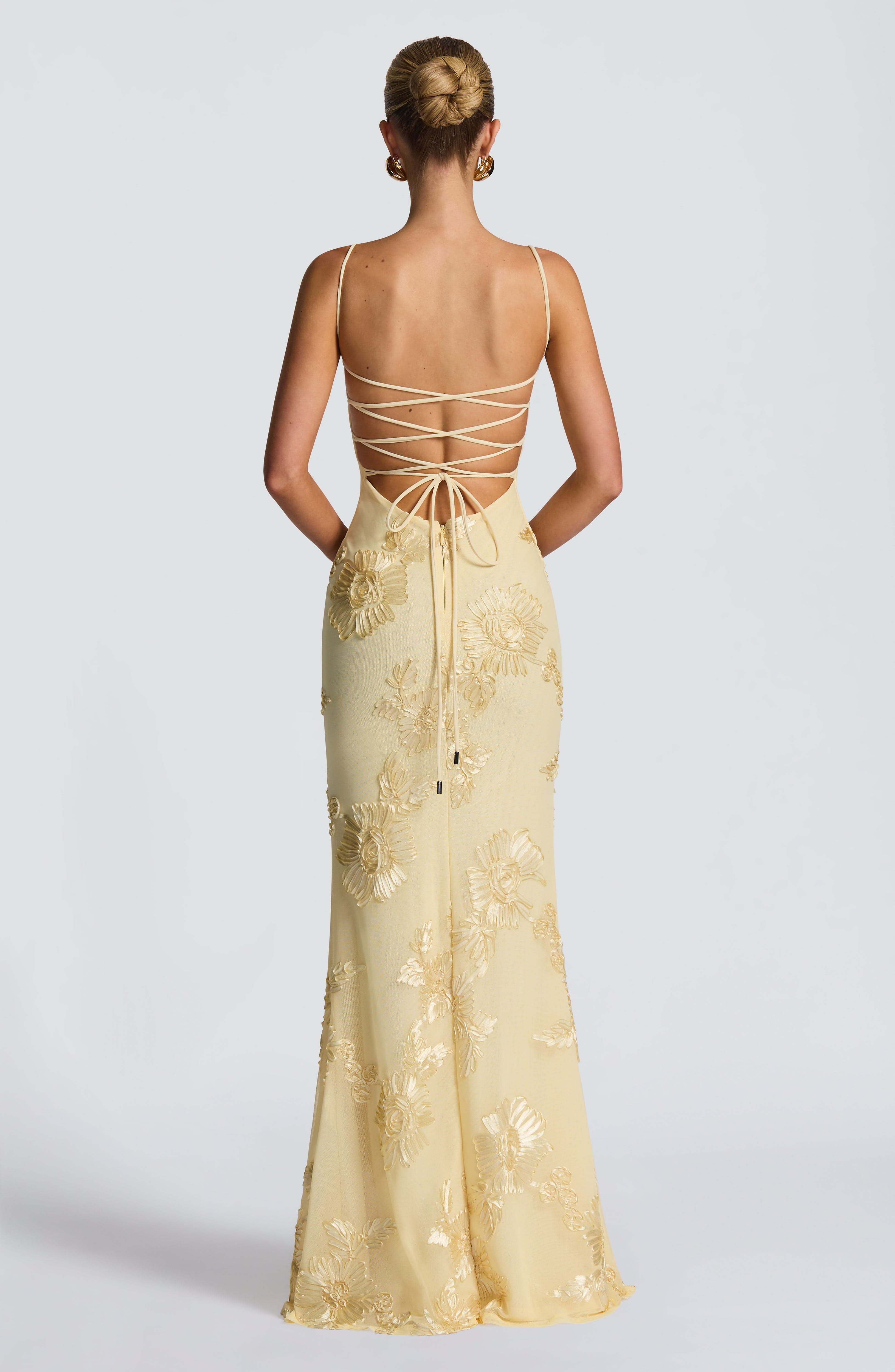 Xynae Golden Floral Maxi Dress