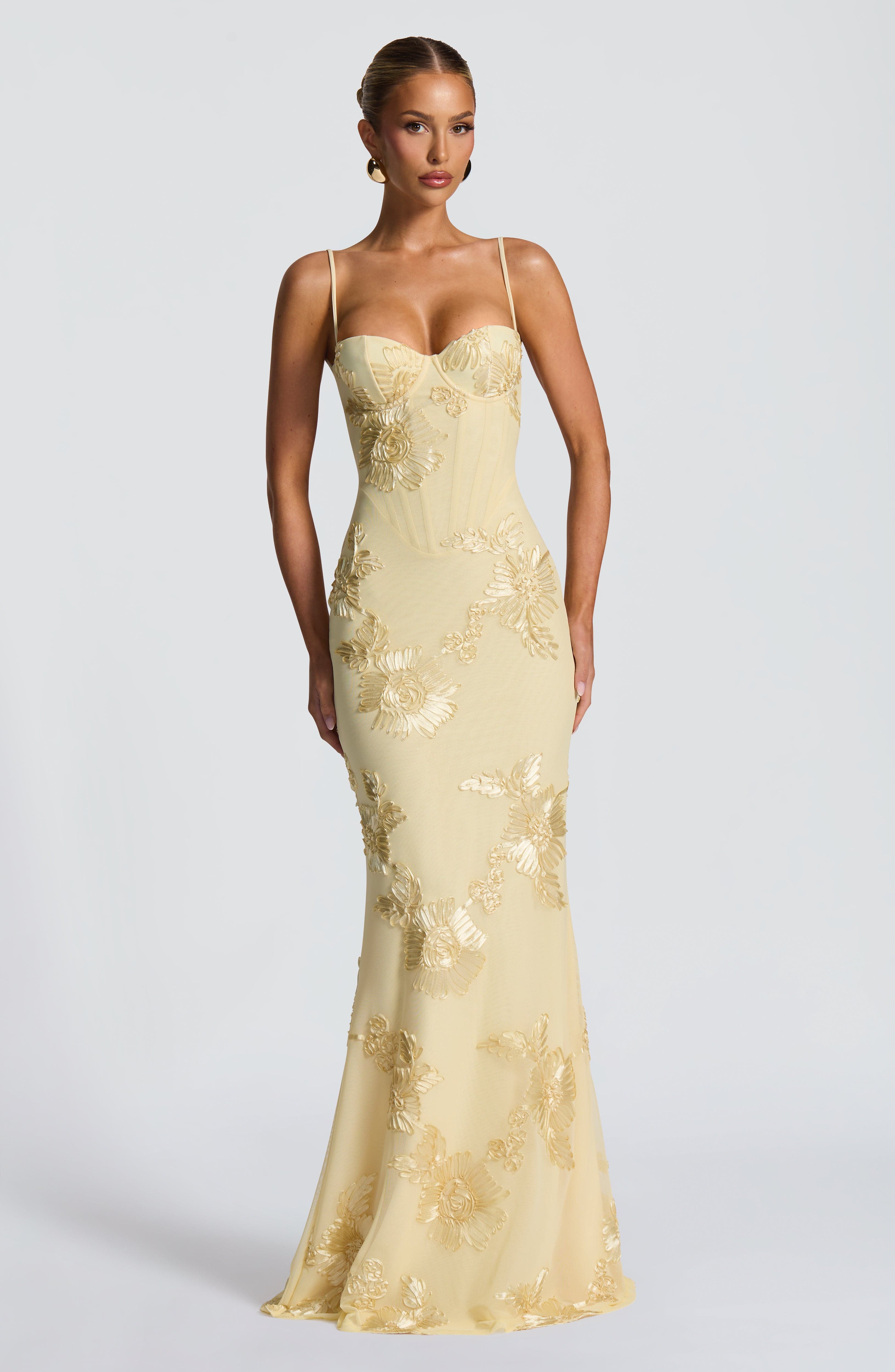 Xynae Golden Floral Maxi Dress
