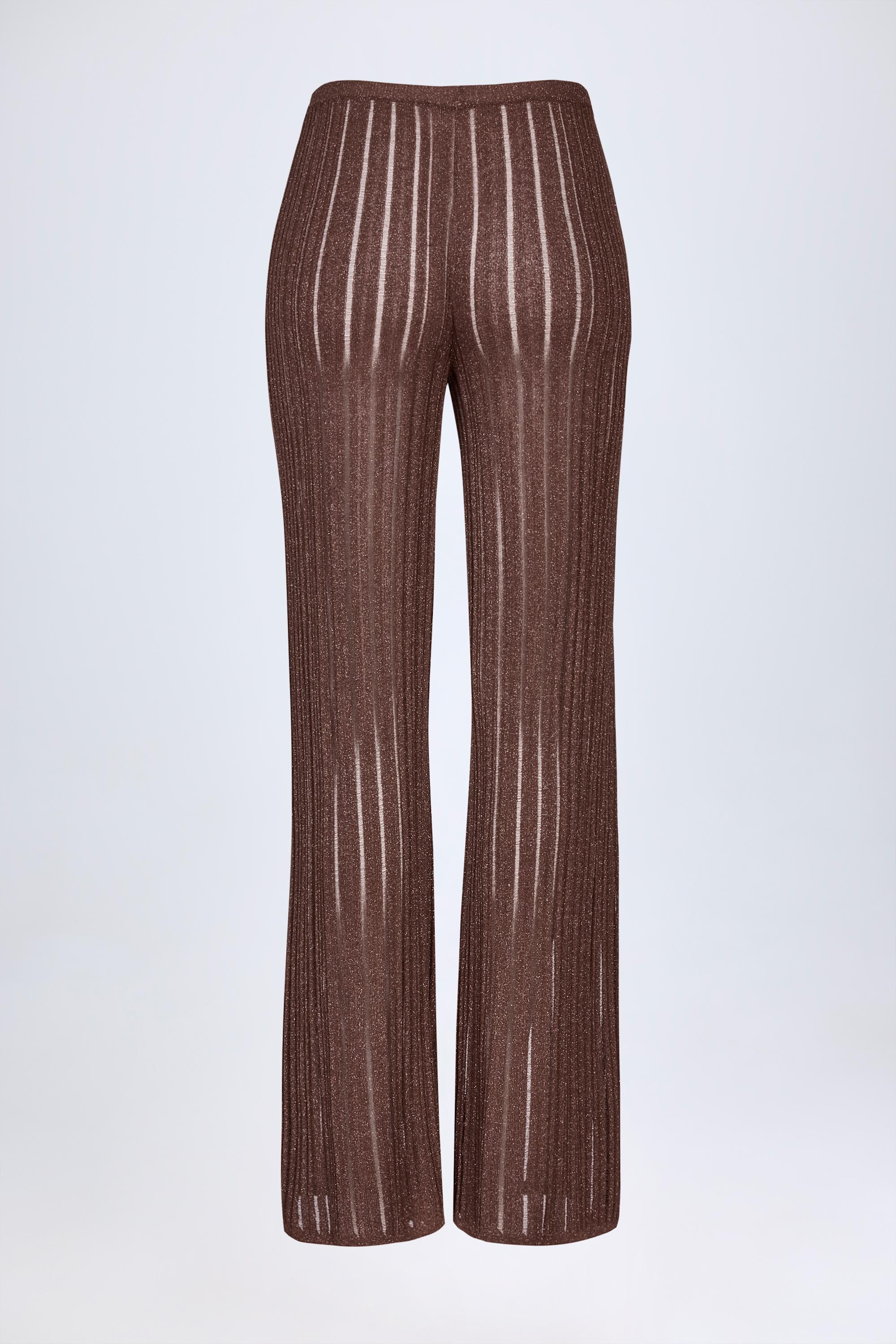 Xynae Mid-Rise Flared Trousers in Bronze